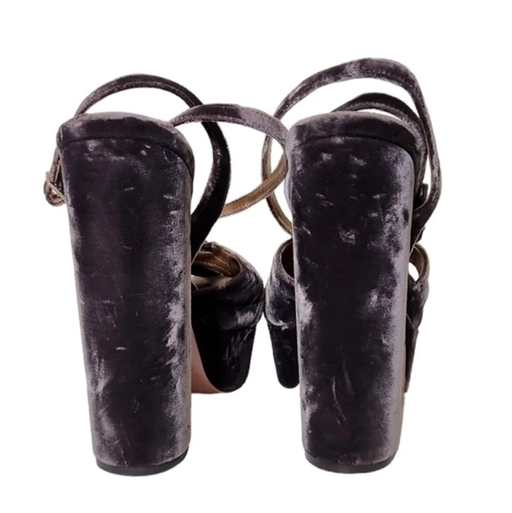 AQUAZZURA MIRA PLATFORM VELVET‎ SANDALS 8